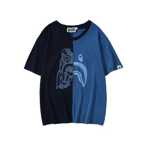 BAPE INDIGO HALF TIGER SHARK T-SHIRT