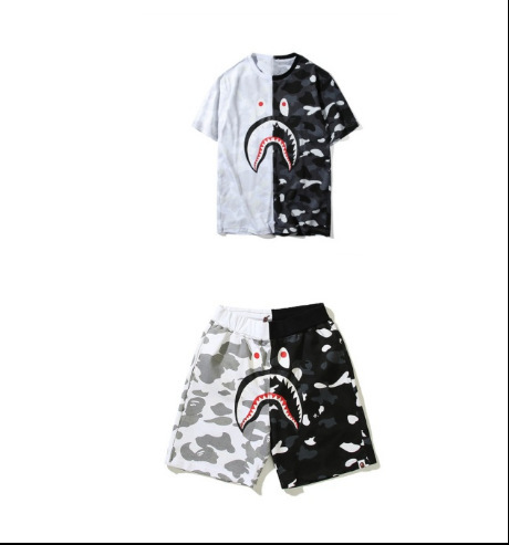 BAPE Shark Head Camo T Shirt Shorts Set