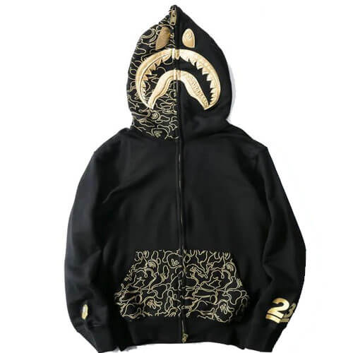 BAPE BLACK AND GOLD SHARK HOODIE